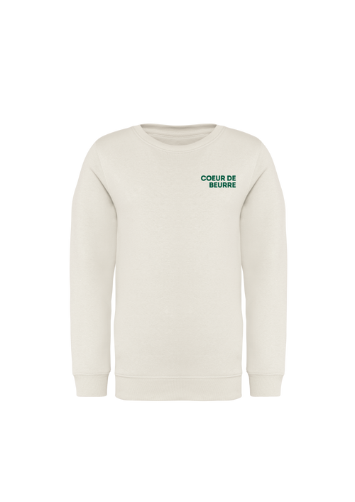 Le sweat coeur de beurre enfant en coton bio - Blanc cassé